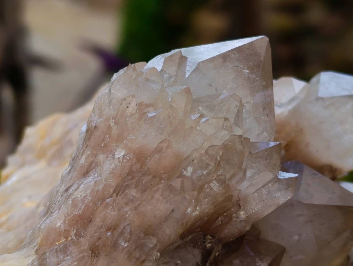 Natural Smokey Phantom Quartz Clusters x 2 From Luena, Congo