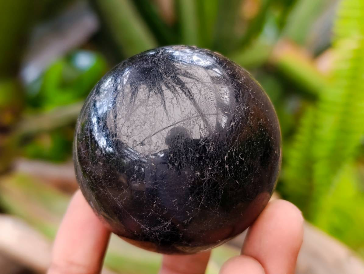 Polished Black Tourmaline Spheres x 6 From Madagascar