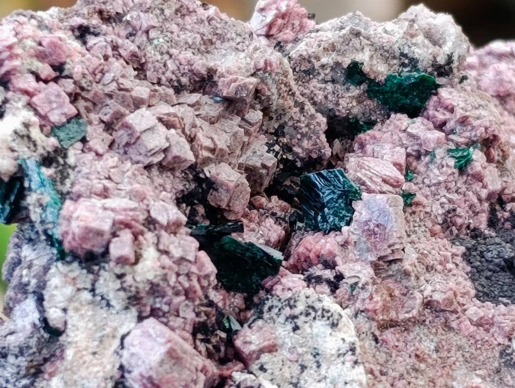 Natural Salrose Cobaltion Dolomite With Malachite Specimens x 6 From Kakanda, Congo