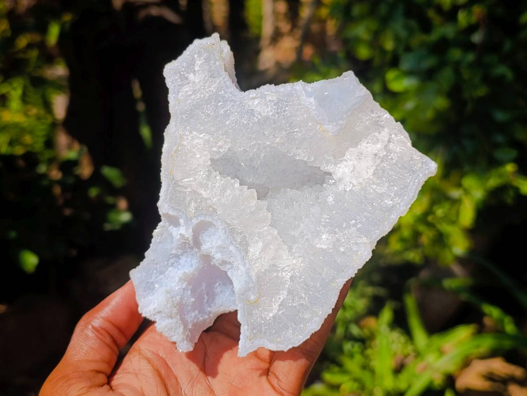 Natural Etched Blue Chalcedony Geodes x 3 From Nsanje, Malawi