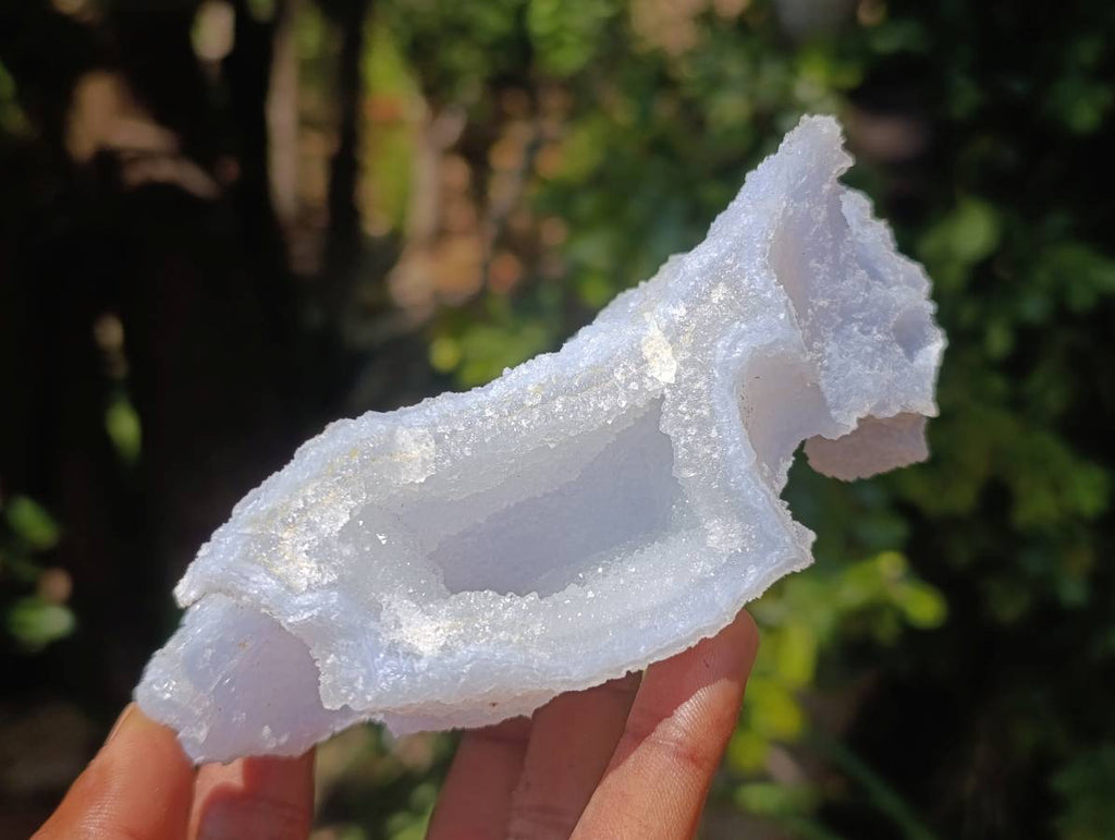 Natural Etched Blue Chalcedony Geodes x 3 From Nsanje, Malawi