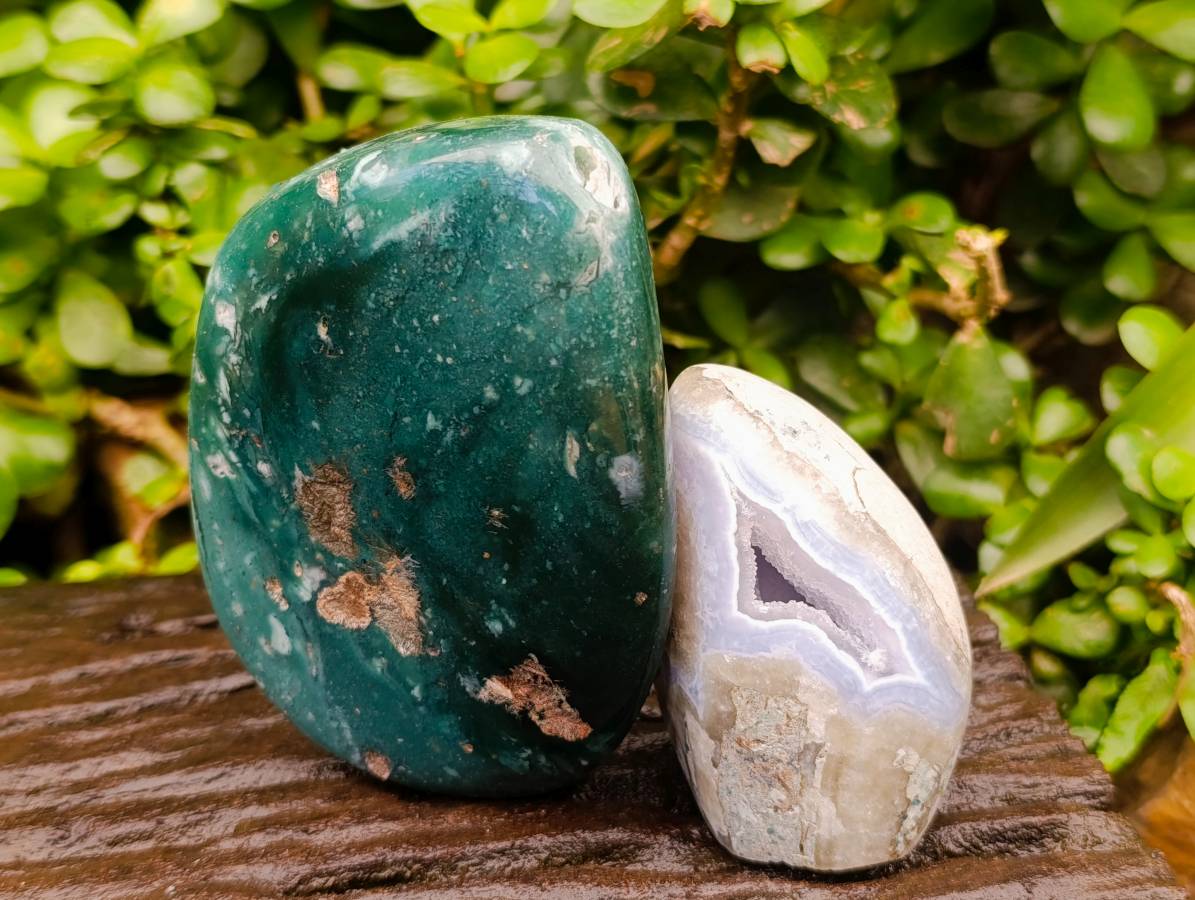 Polished Mixed Standing Free Forms x 3 From Southern Africa