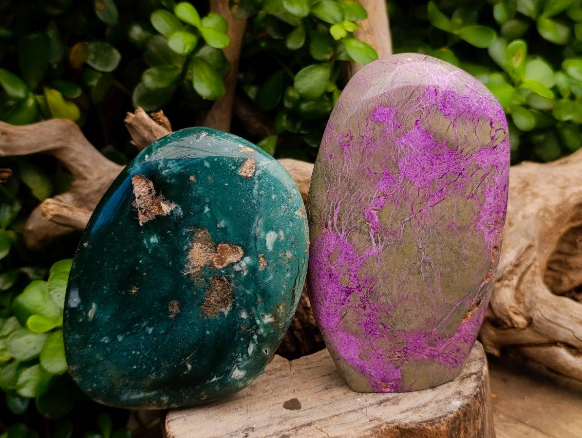 Polished Mixed Standing Free Forms x 3 From Southern Africa