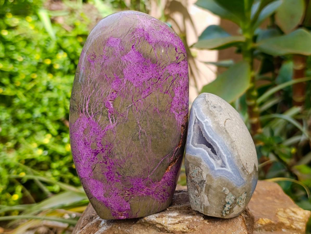 Polished Mixed Standing Free Forms x 3 From Southern Africa