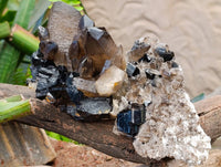 Natural Schorl Black Tourmaline With Smokey Quartz Specimens x 2 From Erongo, Namibia