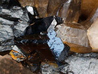 Natural Schorl Black Tourmaline With Smokey Quartz Specimens x 2 From Erongo, Namibia