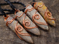 Natural Belemnite Fossil Bullet Copper Art Pendant With Plaited Cord - sold per piece - From Madagascar