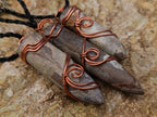 Natural Belemnite Fossil Bullet Copper Art Pendant With Plaited Cord - sold per piece - From Madagascar