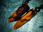 Natural Belemnite Fossil Bullet Copper Art Pendant With Plaited Cord - sold per piece - From Madagascar