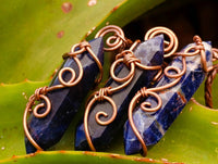 Hand Made Sodalite Copper Wire Wrapped Stone Double Terminated Pendants - Sold Per Item - From Namibia