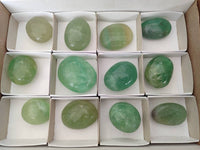 Polished Green Fluorite Palm Stones x 12 From Madagascar