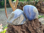 Polished Blue Lace Agate Standing Free Forms x 2 From Nsanje, Malawi