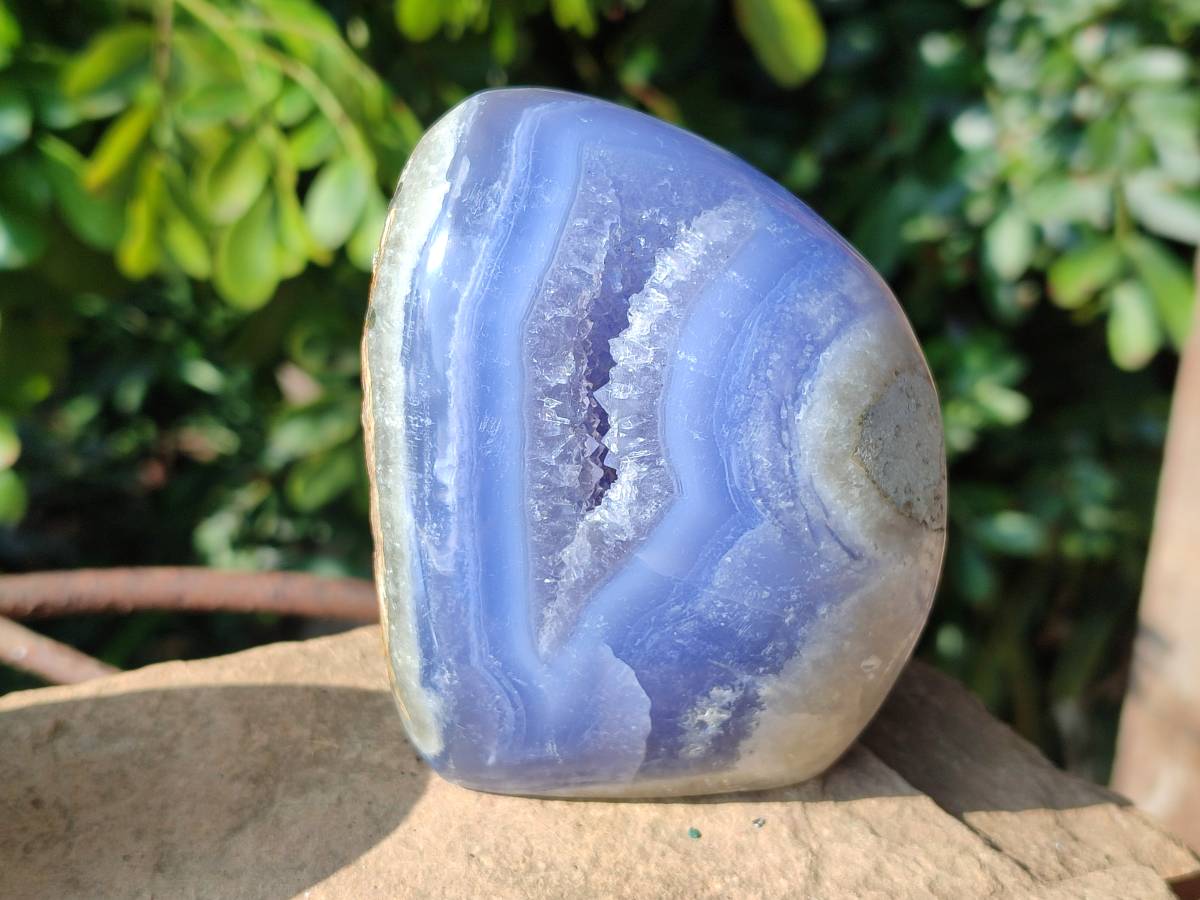 Polished Blue Lace Agate Standing Free Forms x 2 From Nsanje, Malawi
