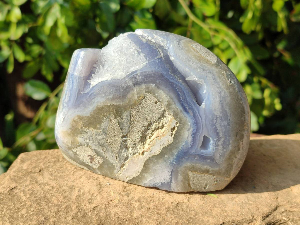 Polished Blue Lace Agate Standing Free Forms x 2 From Nsanje, Malawi