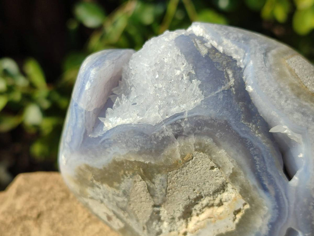 Polished Blue Lace Agate Standing Free Forms x 2 From Nsanje, Malawi