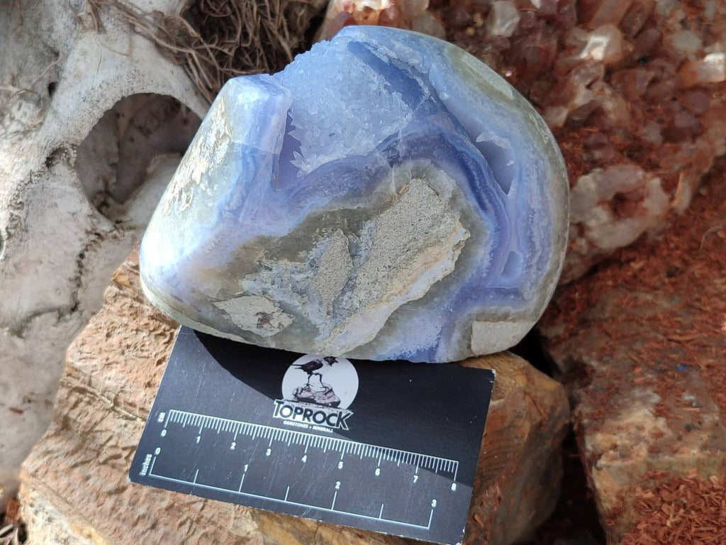 Polished Blue Lace Agate Standing Free Forms x 2 From Nsanje, Malawi