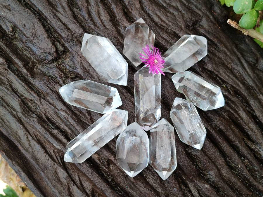 Polished Double Terminated Clear Quartz Crystals x 20 From Madagascar