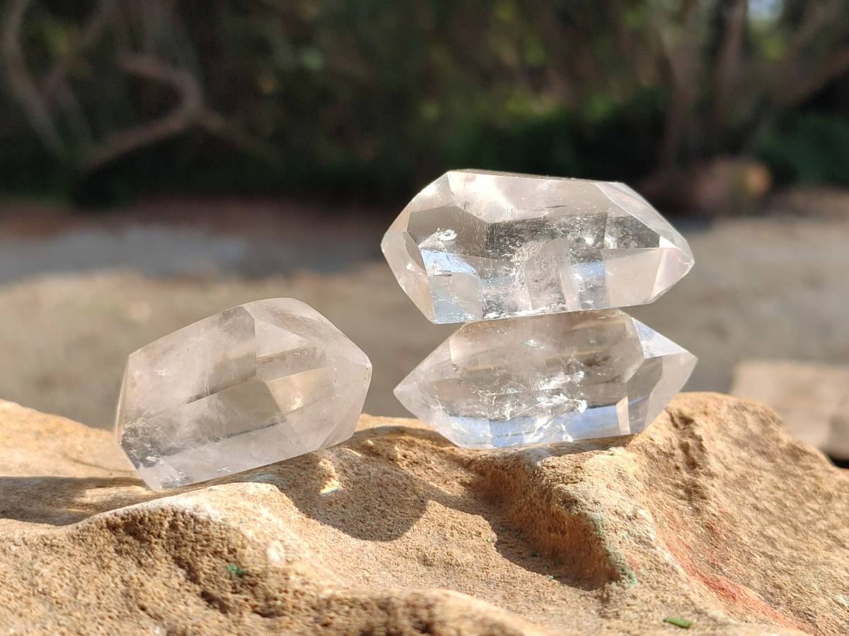 Polished Double Terminated Clear Quartz Crystals x 20 From Madagascar