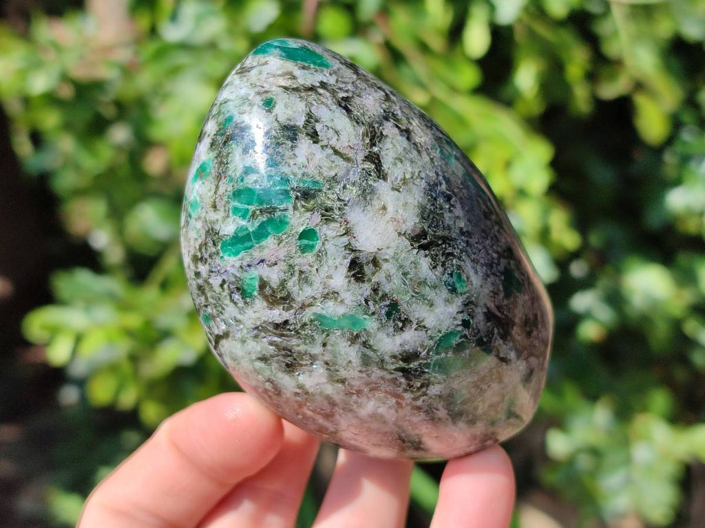 Polished Emerald Mica 'Mutokolite' Standing Free Forms x 3 From Mutoko, Zimbabwe