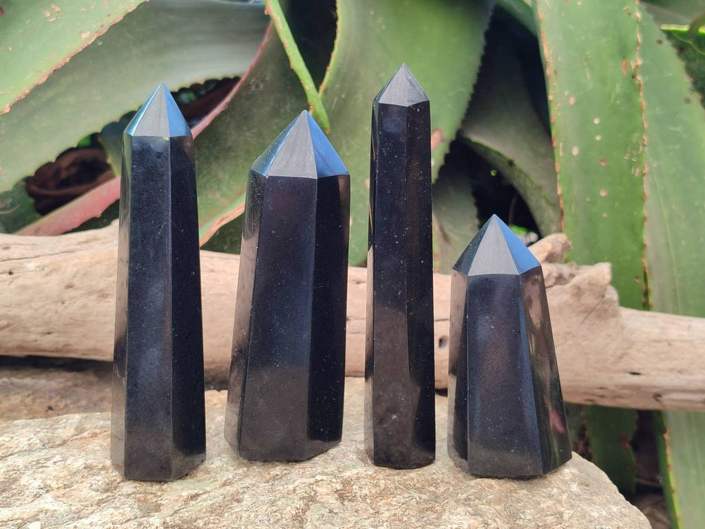 Polished Black Basalt Points x 6 From Antsirabe, Madagascar