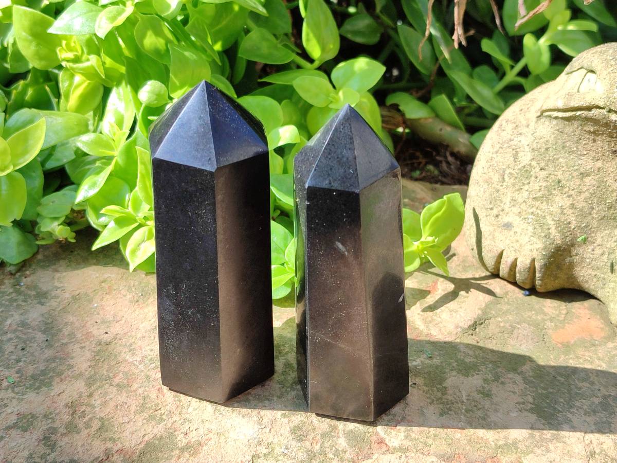Polished Black Basalt Points x 6 From Antsirabe, Madagascar
