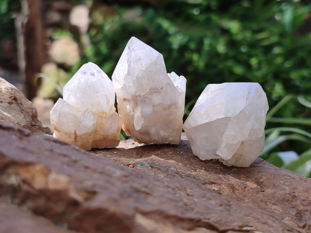 Natural White Phantom Cascading Candle Quartz Clusters x 35 From Antsirabe, Madagascar