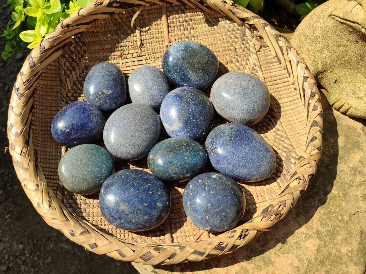 Polished Lazulite Galets x 12 From Madagascar - Toprock Gemstones and Minerals 