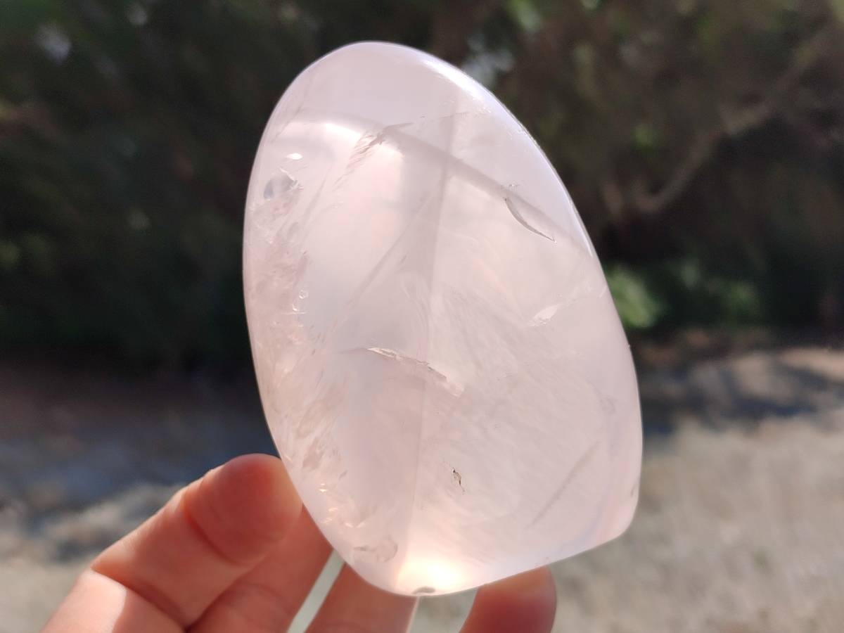 Polished Rose Quartz Standing Free Forms x 4 From Madagascar