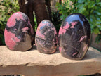 Polished Rhodonite Standing Free Form x 3 From Ambindavato, Madagascar