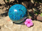 Hand Made Conglomerate Chrysocolla Sphere With Azurite And Malachite x 1 From Congo