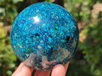 Hand Made Conglomerate Chrysocolla Sphere With Azurite And Malachite x 1 From Congo