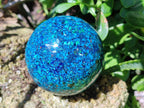Hand Made Conglomerate Chrysocolla Sphere With Azurite And Malachite x 1 From Congo