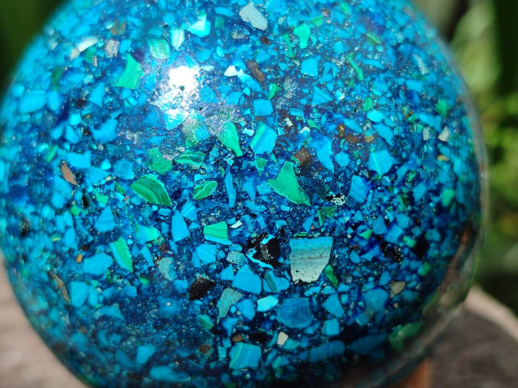 Hand Made Conglomerate Chrysocolla Sphere With Azurite And Malachite x 1 From Congo