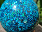 Hand Made Conglomerate Chrysocolla Sphere With Azurite And Malachite x 1 From Congo