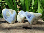 Polished Blue Lace Agate Standing Free Forms x 3 From Nsanje, Malawi