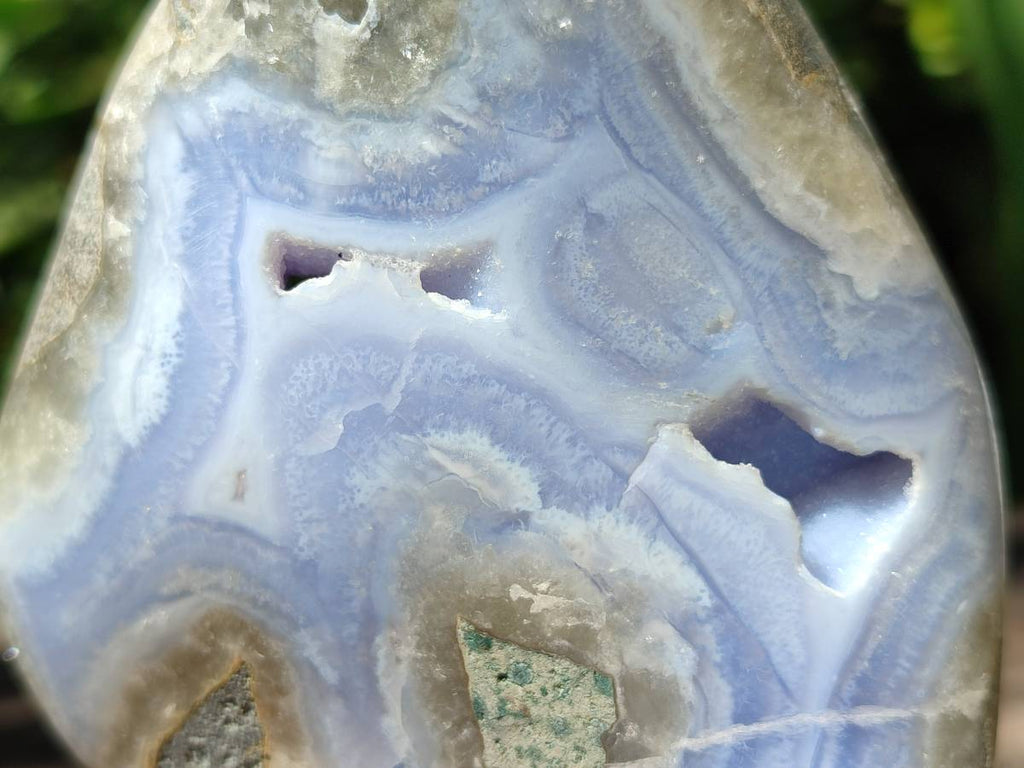 Polished Blue Lace Agate Standing Free Forms x 3 From Nsanje, Malawi