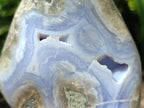 Polished Blue Lace Agate Standing Free Forms x 3 From Nsanje, Malawi