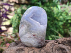 Polished Blue Lace Agate Standing Free Forms x 3 From Nsanje, Malawi