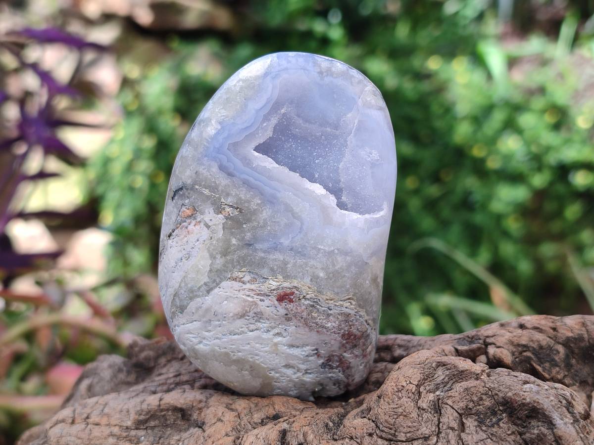 Polished Blue Lace Agate Standing Free Forms x 3 From Nsanje, Malawi