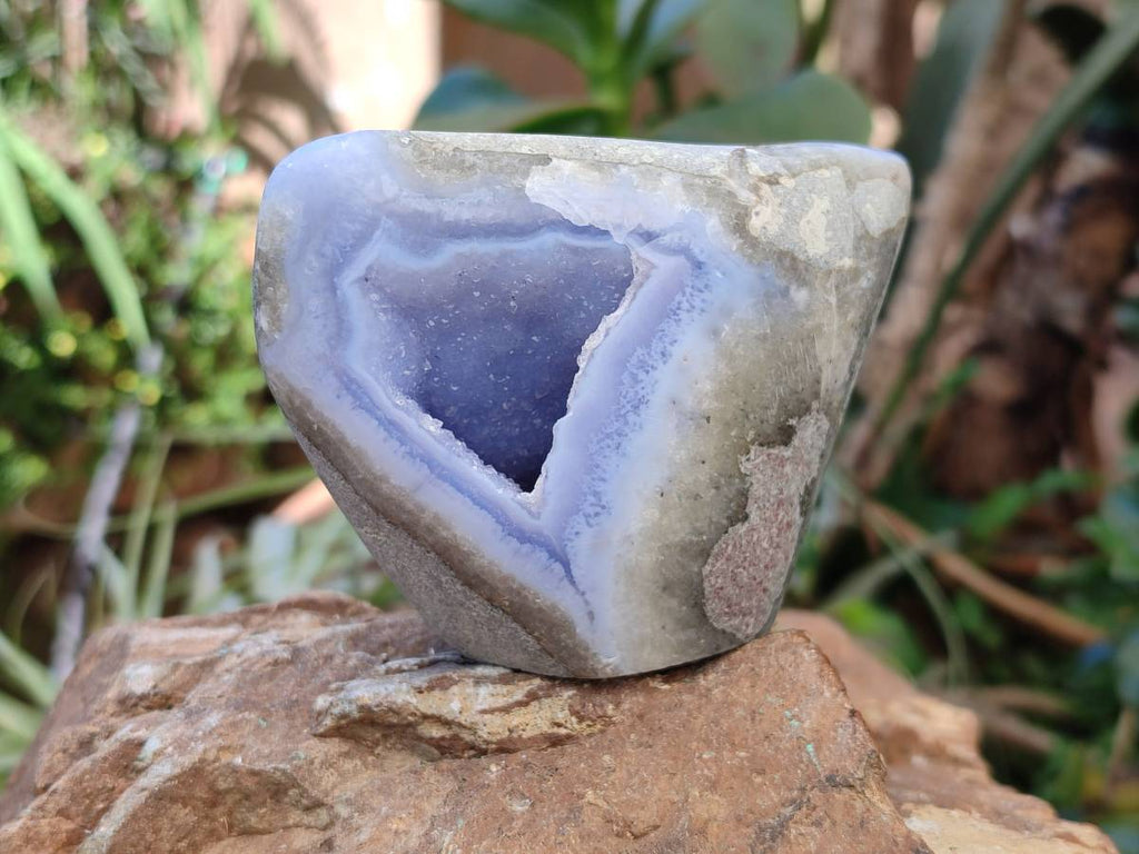 Polished Blue Lace Agate Standing Free Forms x 3 From Nsanje, Malawi