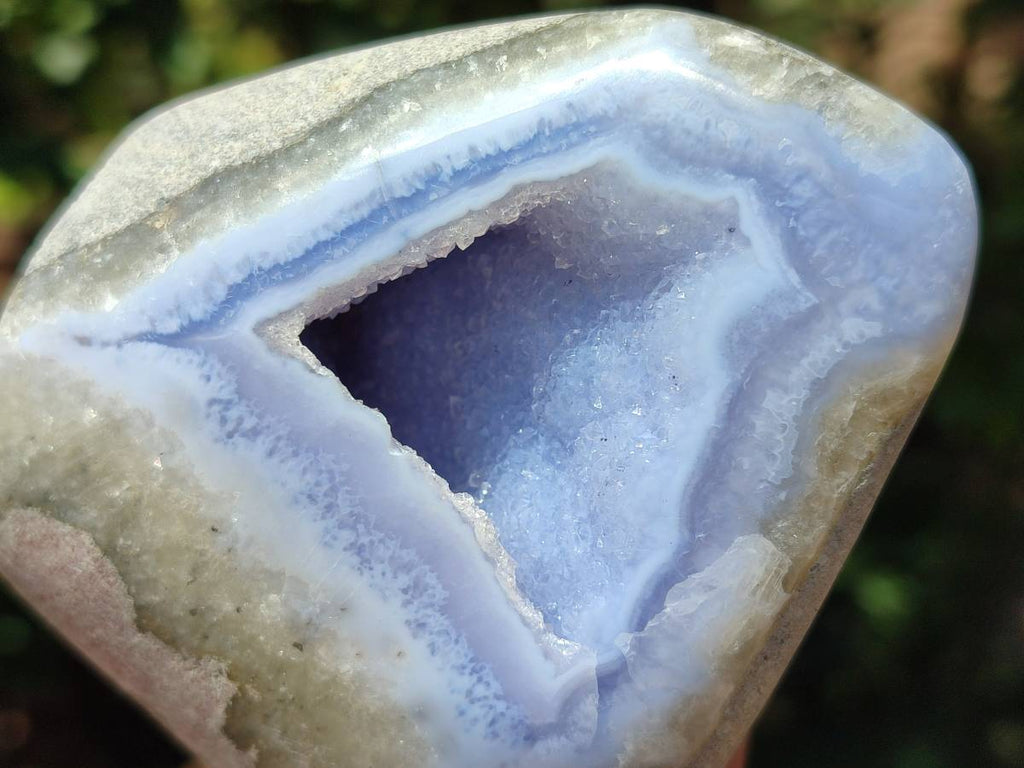 Polished Blue Lace Agate Standing Free Forms x 3 From Nsanje, Malawi
