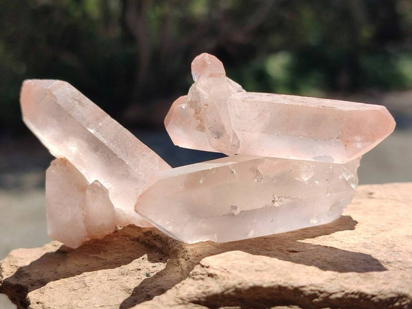 Natural Double Terminated Red Hematoid Quartz Crystals x 35 From Madagascar