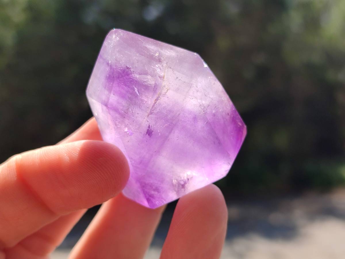 Polished Window Amethyst Crystals x 12 From Akansobe, Madagascar