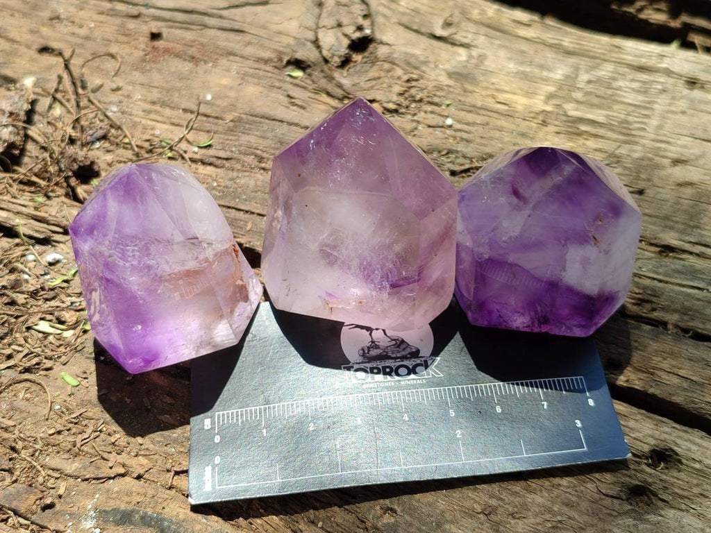 Polished Window Amethyst Crystals x 12 From Akansobe, Madagascar