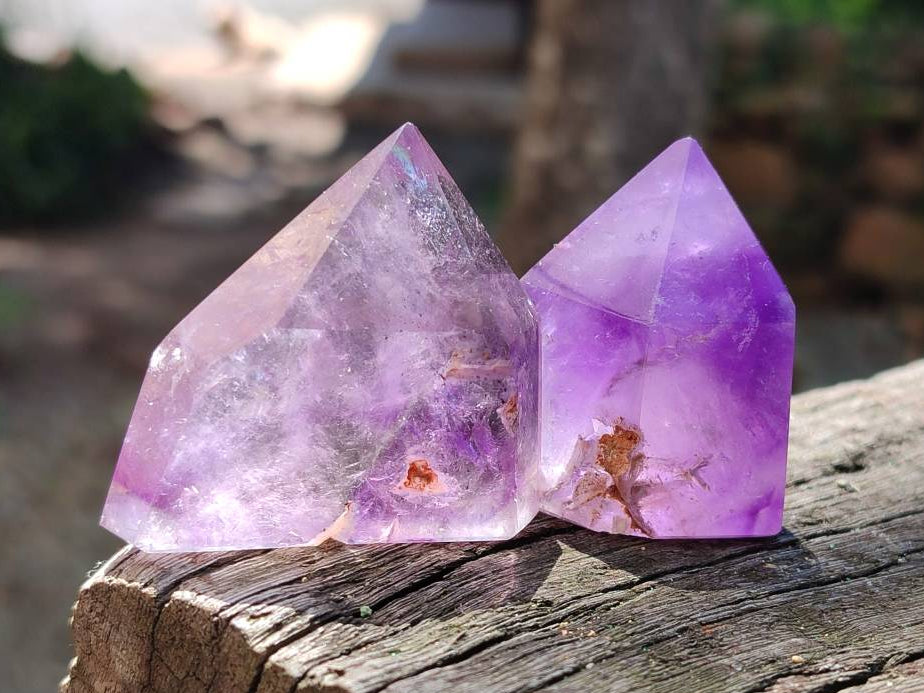 Polished Window Amethyst Crystals x 12 From Akansobe, Madagascar