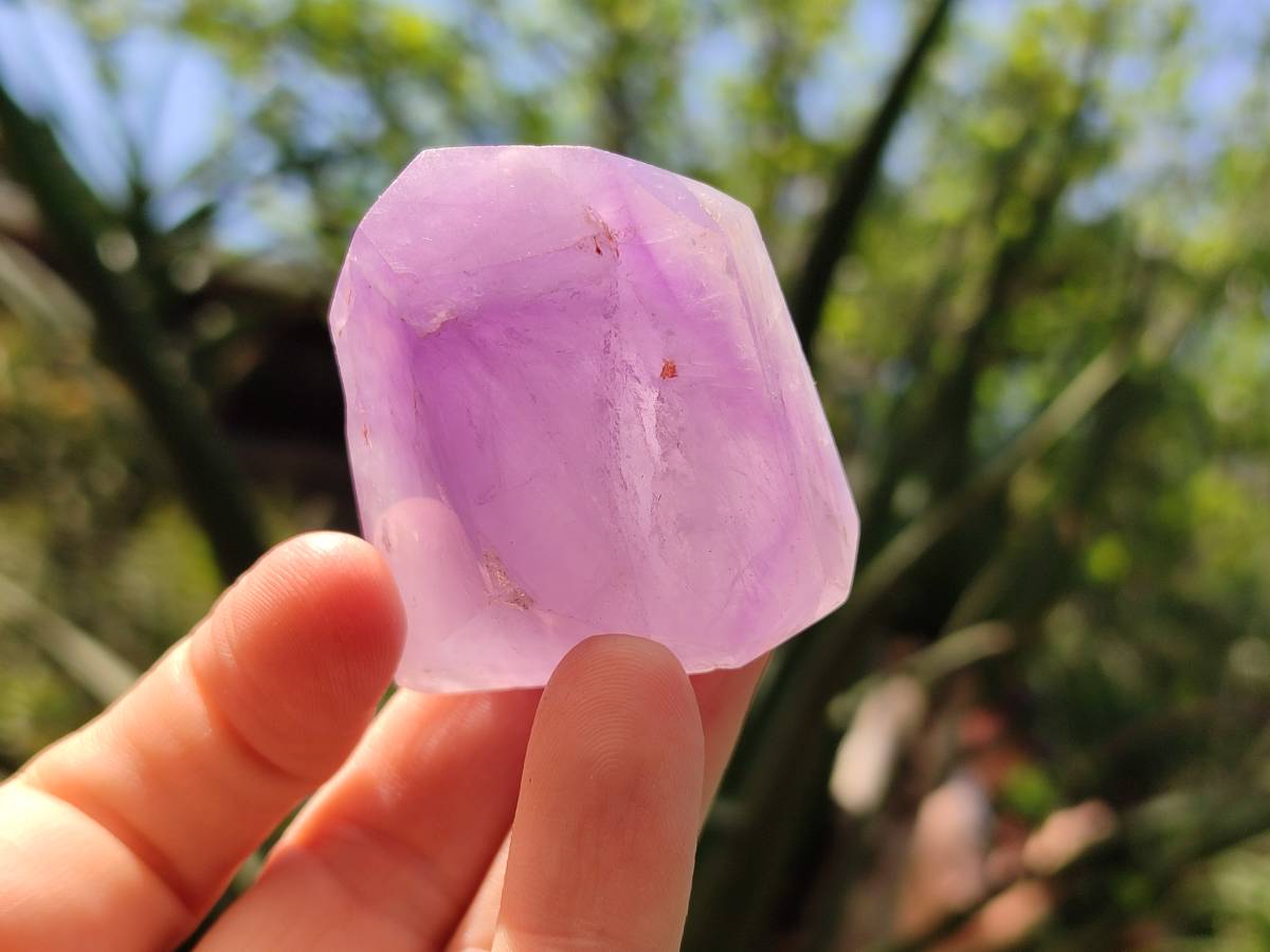 Polished Window Amethyst Crystals x 12 From Akansobe, Madagascar
