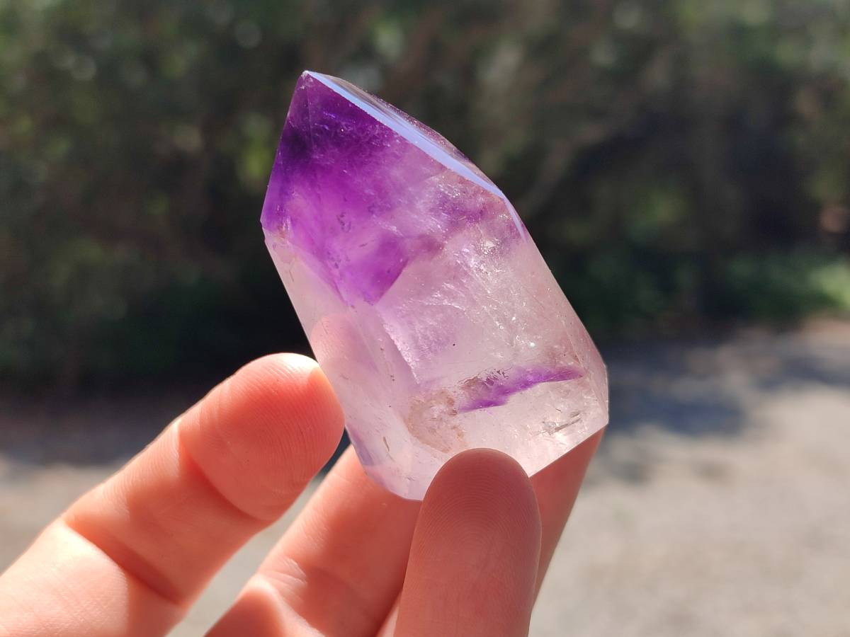 Polished Window Amethyst Crystals x 12 From Akansobe, Madagascar