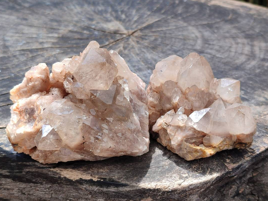 Natural Smokey Phantom Quartz Clusters x 6 From Luena, Congo