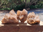 Natural Smokey Phantom Quartz Clusters x 6 From Luena, Congo