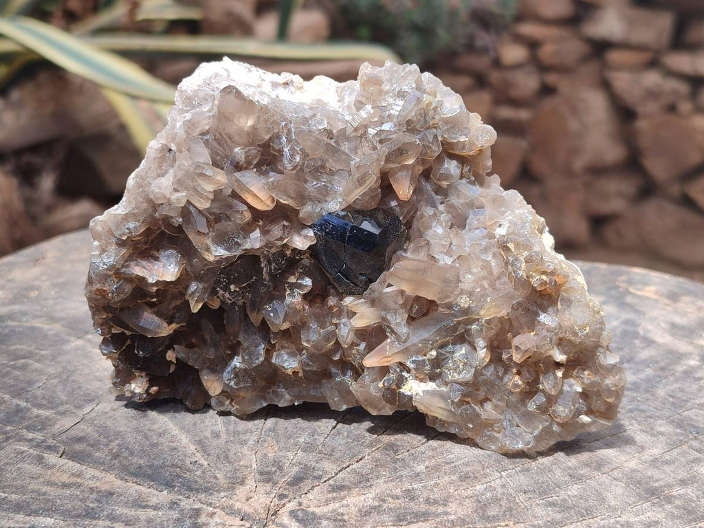 Natural Smokey Quartz With Schorl Black Tourmaline Specimens x 2 From Erongo, Namibia